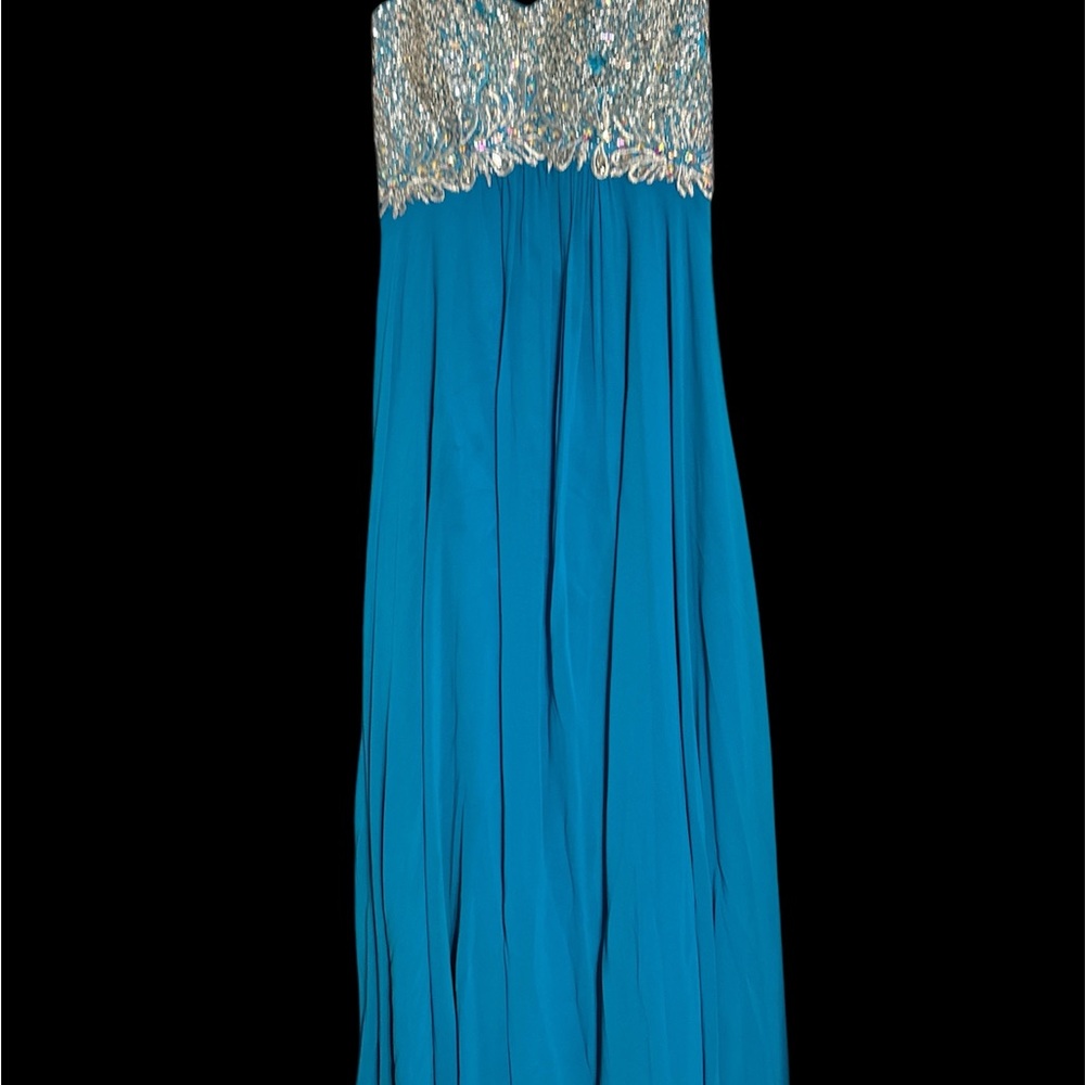Teal Dress with Gold Sequin Bodice